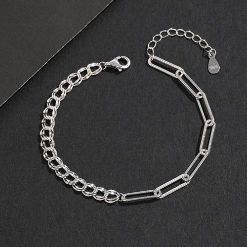 Sterling Silver Bracelets, 925 Sterling Silver, with 3CM extender chain, polished, for woman, silver color Approx 16.5 cm 