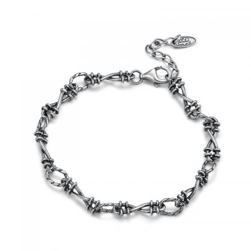Sterling Silver Bracelets, 925 Sterling Silver, with 3CM extender chain, plated, Unisex, silver color Approx 18 cm 