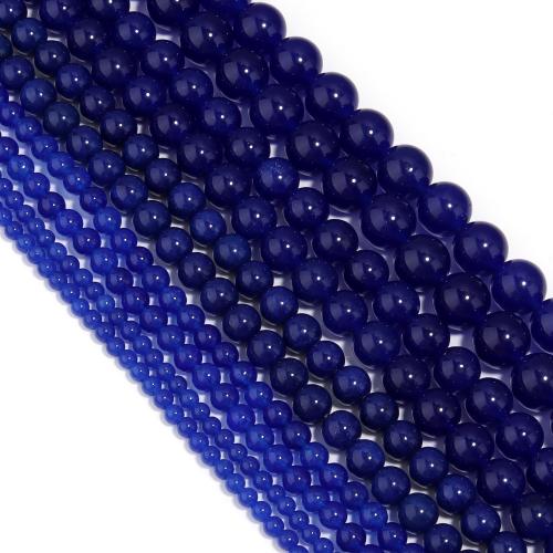Синий халцедон, Круглая, полированный, DIY & разный размер для выбора, Лазуритовый, длина:Приблизительно 38 см, продается Strand