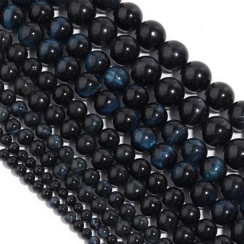 Tiger Eye Beads, Round, DIY dark blue Approx 38 cm 