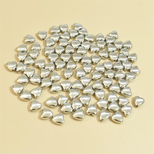 Perles en plastique de la BCC, plastique revêtu de cuivre, coeur, Placage de couleur platine, DIY, 9mm, Environ Vendu par sac[