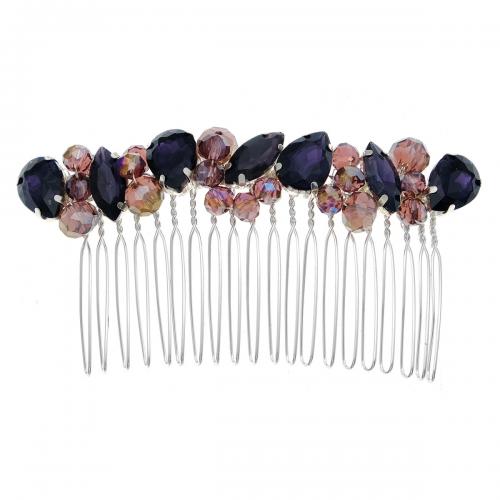 Decorative Hair Combs, Rhinestone, with Zinc Alloy, silver color plated, fashion jewelry & for woman, mixed colors 