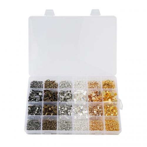 Kit de bricolage bijoux conclusion, alliage de zinc, avec Boîte en plastique & fer, Placage, DIY & 24 cellules, couleurs mélangées Vendu par boîte