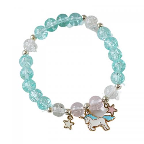 Zinc Alloy Crystal Bracelets, with Elastic Thread & Crystal & Plastic Pearl, plated & for woman & enamel Approx 14-20 cm 