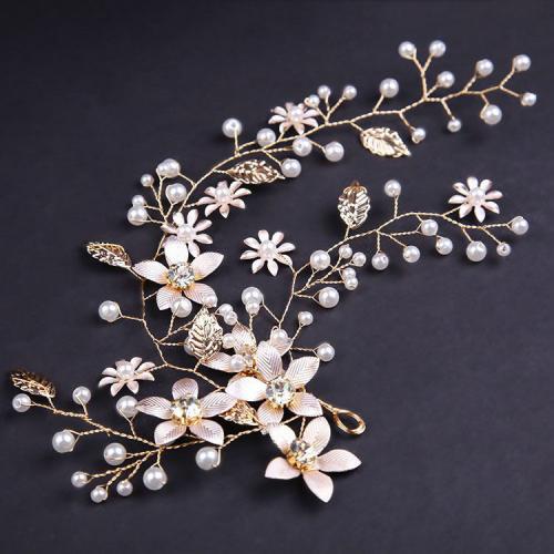 Headband, Zinc Alloy, with Plastic Pearl, fashion jewelry & for woman & with rhinestone 240mm [