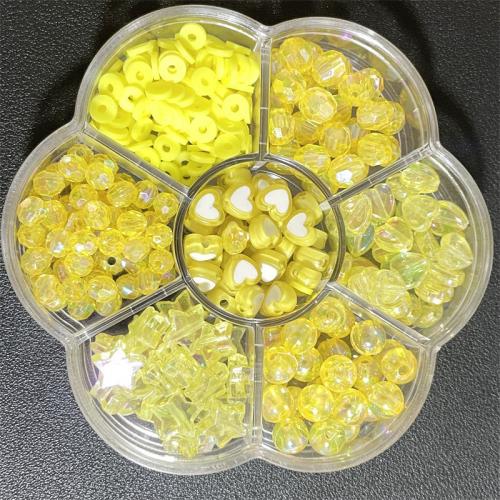 Mixed Acrylic Jewelry Beads, with Plastic Box, stoving varnish, DIY Length about 6-8mm, Approx 