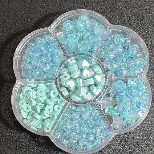 Technique mixte acrylique bijoux perles, avec Boîte en plastique, vernis au four, DIY, plus de couleurs à choisir, Length about 6-8mm, Environ îte, Vendu par boîte