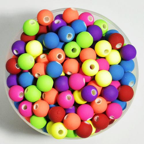 Frosted Acrylic Beads, Round, stoving varnish, DIY & rubberized 8mm, Approx 