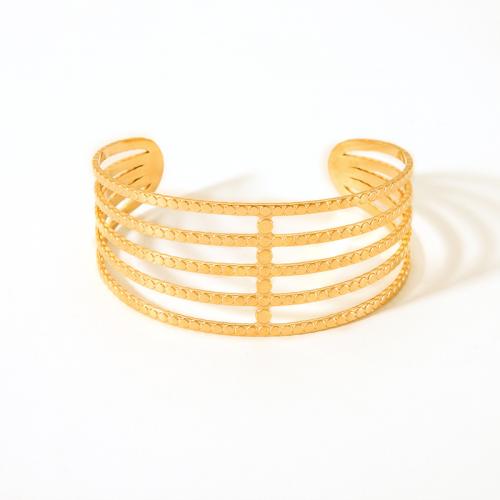 Stainless Steel Cuff Bangle, 304 Stainless Steel, 18K gold plated, fashion jewelry & for woman, golden 