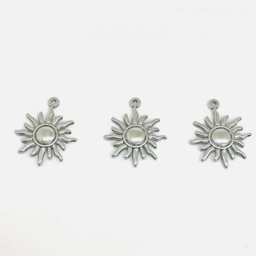 Stainless Steel Pendants, 304 Stainless Steel, Sun, DIY, original color, 16mm, Approx 