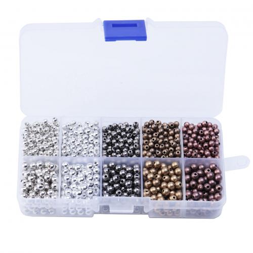 Perles en plastique de la BCC, plastique revêtu de cuivre, avec Boîte en plastique, Rond, Placage, DIY & 10 cellules, couleurs mélangées mm.5mm, Environ îte, Vendu par boîte[