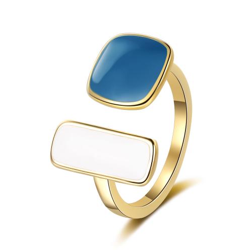 Messing Fingerring, Modeschmuck & für Frau & Epoxy Aufkleber, Goldfarbe, Inner diameter :16mm, verkauft von PC