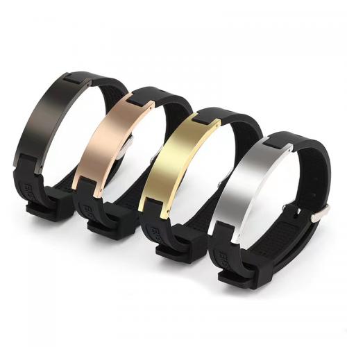 Silicone Stainless Steel Bracelets, Titanium Steel, with Silicone, plated, Unisex Approx 25 cm 