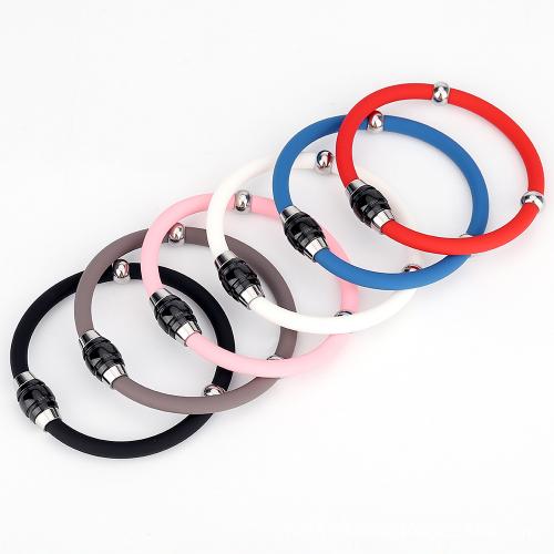 Silicone Stainless Steel Bracelets, Titanium Steel, with Silicone, plated, Unisex Approx 20 cm 