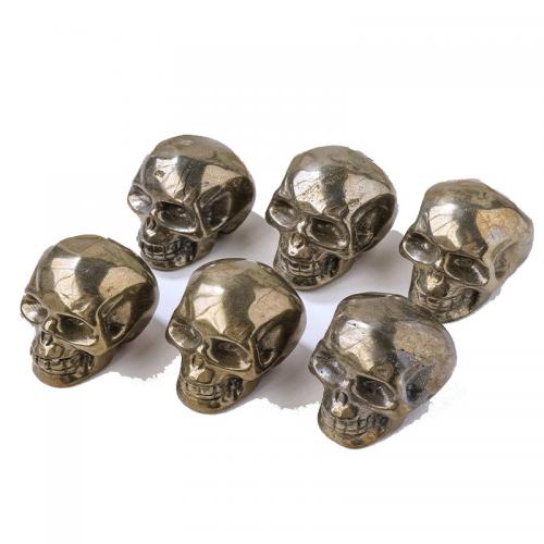 Chalcopyrite Decoration, Skull, Carved, for home and office, Length about 4.7cm,Width about 3.5-4cm,Hight about 3.7cm 