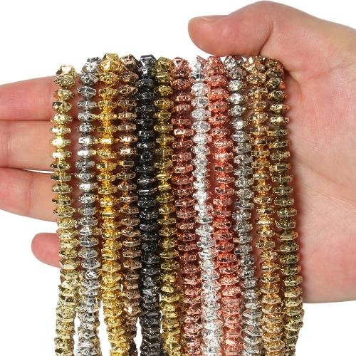 Multicolor Lava Perlen, flache Runde, DIY, keine, 6x4mm, Länge:ca. 38 cm, verkauft von Strang