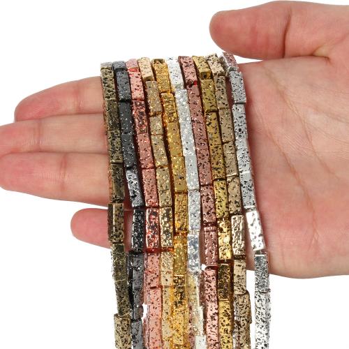 Multicolor Lava Beads, Rectangle, DIY Approx 38 cm [