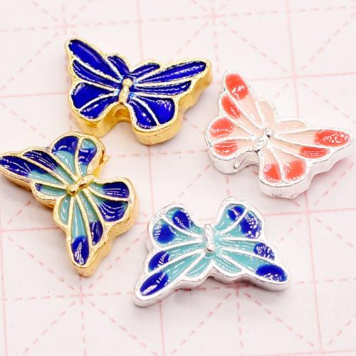 Enamel Zinc Alloy Beads, Butterfly, plated, DIY [