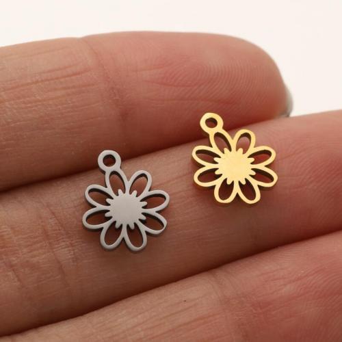 Stainless Steel Flower Pendant, 304 Stainless Steel, Vacuum Ion Plating, fashion jewelry & DIY & hollow 10mm 