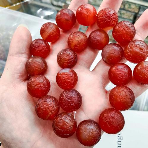 Agate Beads, Round, DIY red 