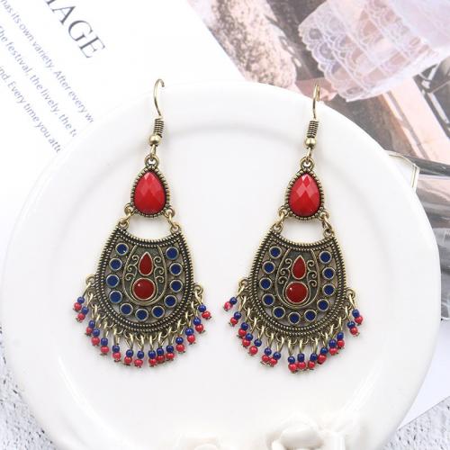 Glass Seed Beads Earring, Zinc Alloy, with Seedbead, gold color plated, vintage & fashion jewelry & for woman & enamel, mixed colors 