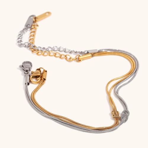 Couple Bracelet, 316L Stainless Steel, with 5cm extender chain, Vacuum Ion Plating, Double Layer & fashion jewelry & for woman 6.8mm Approx 17 cm 