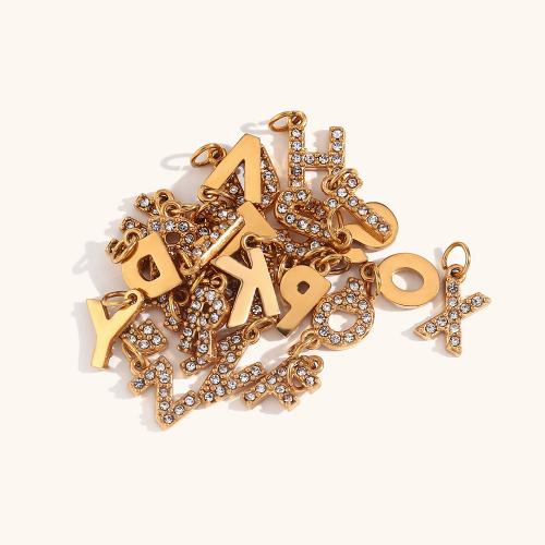 Rhinestone Stainless Steel Pendants, 316L Stainless Steel, 18K gold plated, DIY & with rhinestone, golden [