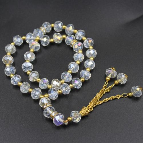 Muslim Tasbih, Crystal, with Zinc Alloy, gold color plated, fashion jewelry & Unisex & faceted 10mm Approx 30 cm [