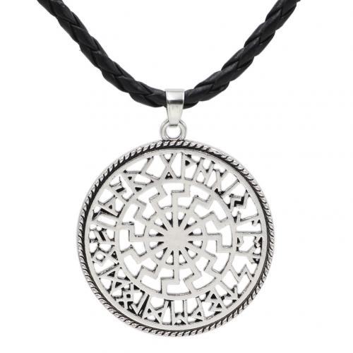 Zinc Alloy Necklace, with leather cord, fashion jewelry & Unisex & hollow Approx 60 cm 