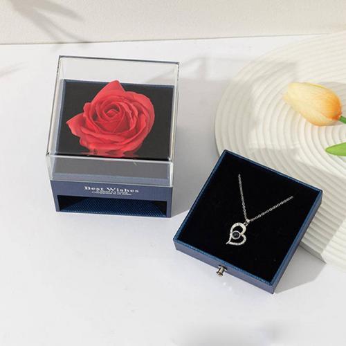 Acryl Miniatur-Projektion Halskette, mit Papier & Kunststoff, plattiert, für Frau & mit Strass, keine, box:9x9x10.2cm,necklace length:45cm, verkauft von Box