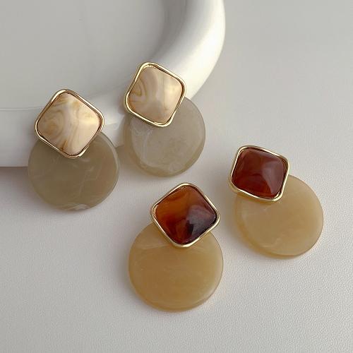 Resin Stud Earring, with Brass, fashion jewelry 