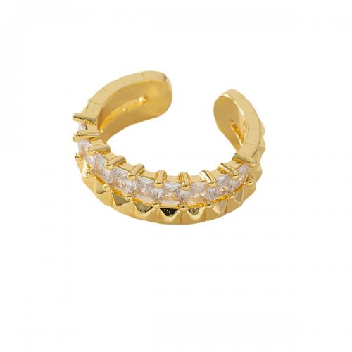 Cubic Zirconia Micro Pave Brass Finger Ring, with Plastic Pearl, real gold plated & micro pave cubic zirconia & for woman 