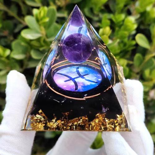 Resin Decoration, Synthetic Resin, with Gemstone, Pyramidal  