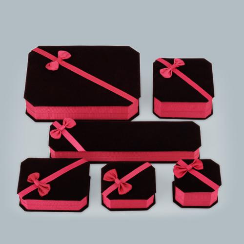 Baumwollsamt Multifunktionelle Schmuck Kasten, verschiedene Stile für Wahl & mit Dekoration von Bandschleife, dattelrot, verkauft von PC[