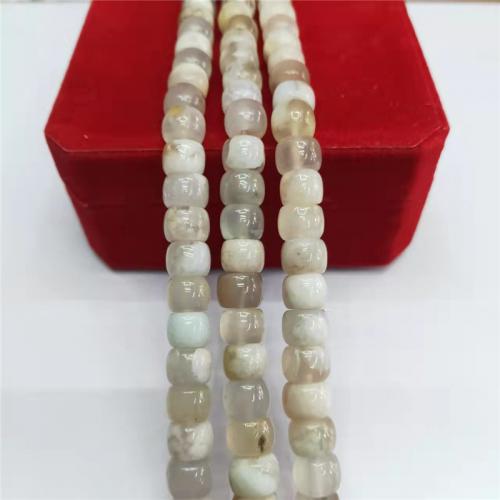 Achat Perlen, Weißer Kirschblüten-Achat, Zylinder, poliert, DIY, gemischte Farben, 6x8mm, Länge:ca. 38 cm, verkauft von Strang