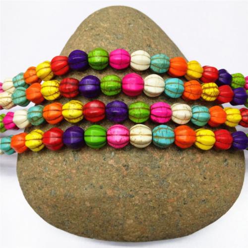 Synthetic Turquoise Beads, Pumpkin, polished, DIY, mixed colors, 10mm, Approx [