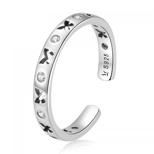 Цирконий Микро вымощает стерлингового серебра палец кольцо, 925 пробы, ювелирные изделия моды & инкрустированное микро кубического циркония & Женский, 3mm, продается PC