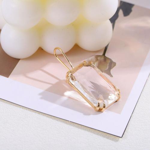 Crystal Drop Earring, Brass, with Crystal, Square, gold color plated, fashion jewelry & for woman 