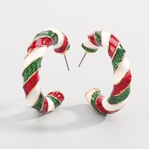 Weihnachten Ohrringe, Zinklegierung, plattiert, Modeschmuck & für Frau & Emaille, gemischte Farben, 25x25mm, verkauft von Paar