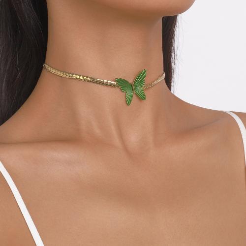 Fashion Choker Necklace, Brass, Butterfly, plated, fashion jewelry & for woman & enamel 