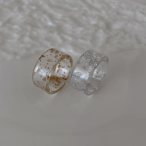 Resin Finger Ring, with Gold Foil, fashion jewelry Ring inner mm 