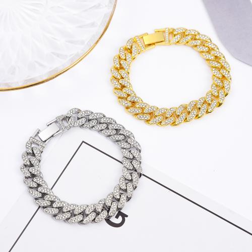 Fashion Zinc Alloy Bracelets, plated, fashion jewelry & Unisex & with rhinestone 