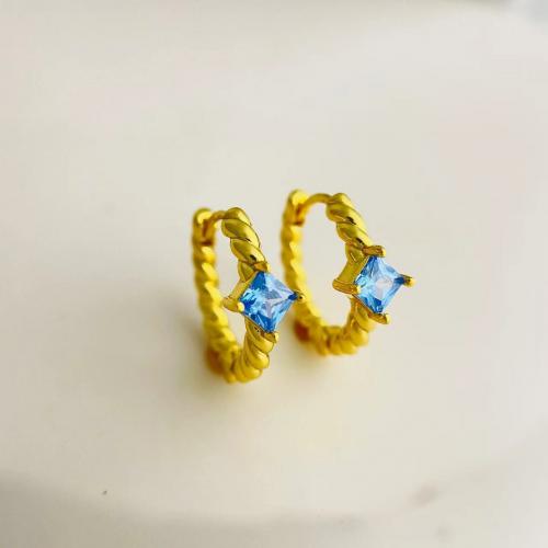 Kubischer Zirkon (CZ) Messing Ohrring, 18K vergoldet, Modeschmuck & Micro pave Zirkonia & für Frau, keine, 15mm, verkauft von Paar