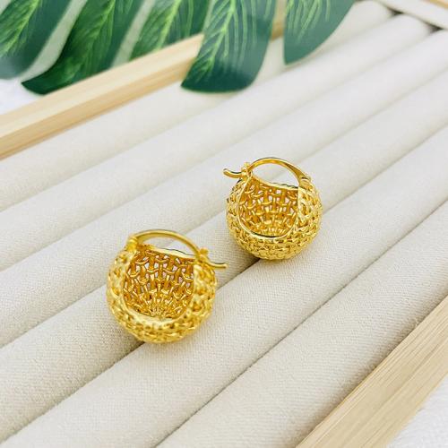 Brass Drop Earring, Basket, 18K gold plated, fashion jewelry & for woman [