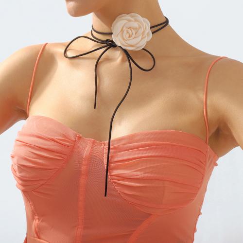 Fashion Choker Necklace, Cloth, with Flocking Fabric, Flower, fashion jewelry & multifunctional & for woman 