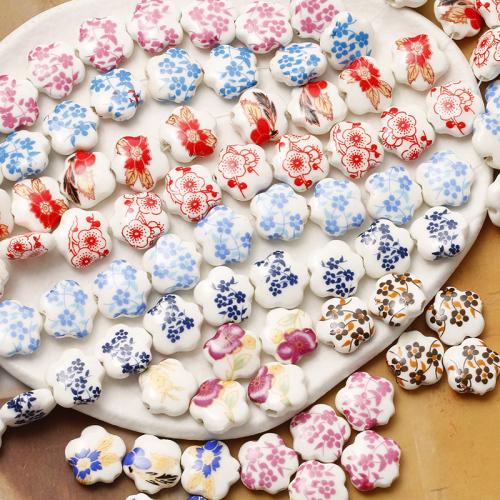 Printing Porcelain Beads, Flower, DIY 15mm 