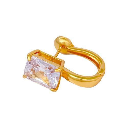 Cubic Zircon Brass Earring, with Plastic Pearl, 18K gold plated, fashion jewelry & micro pave cubic zirconia & for woman 