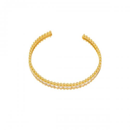 Cubic Zirconia Micro Pave Brass Bracelet, real gold plated, micro pave cubic zirconia & for woman, golden [