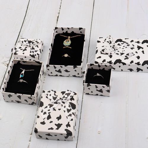 Paper Multifunctional Jewelry Box & with ribbon bowknot decoration, white and black 