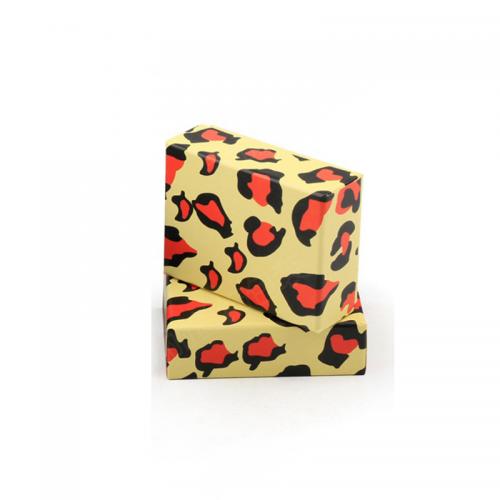Paper Gift Box, Rectangle, leopard pattern, yellow 